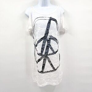 BCBGMAXAZRIA BCBG Y2K Peace Sign Graphic Sheer Burnout Swim Cover Up Dress
